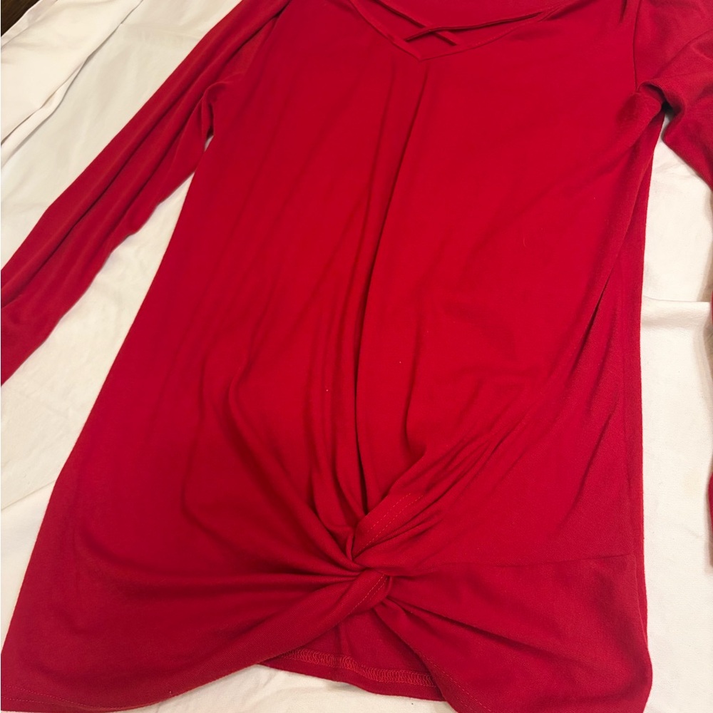 Elegant Red Women's Tunic Top Runs Large